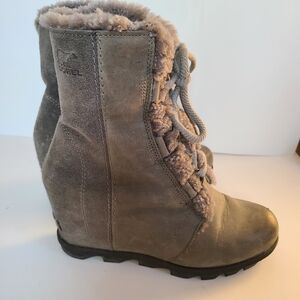 Sorel Joan Of Artic Wedge II Shearling Waterproof Leather Boots